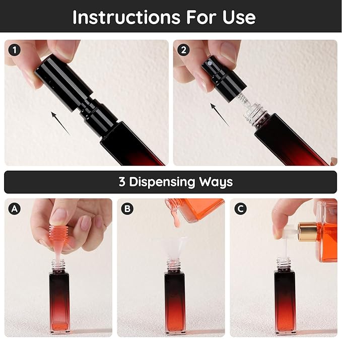 Segbeauty 0.34oz Perfume Atomizer for Travel, 5pcs Glass Refillable Perfume Spray Bottle, 10ml Mini Travel Size Cologne Sprayer Portable, Small Cologne Bottles with Clear Transfer Tool Set-VivaGrace Women