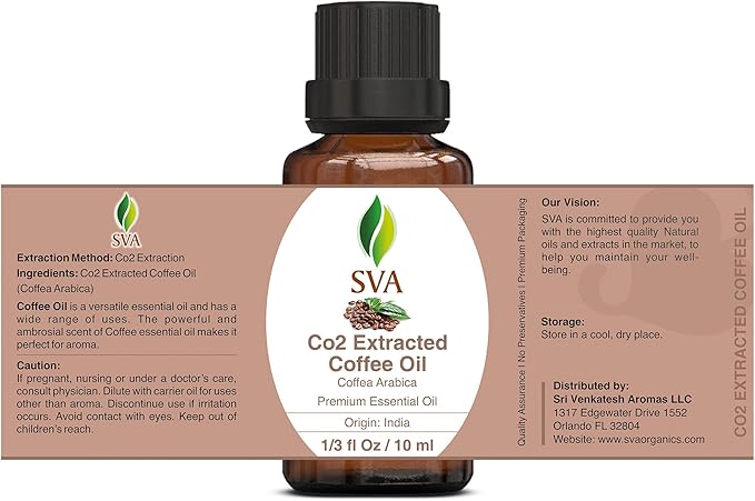 SVA Coffee Essential Oil – 1/3 Fl Oz – 100% Natural Coffee Oil - for Diffuser, Hair Care, Face, Skin Care, Aromatherapy, Scalp and Body Massage, Soap and Candle Making-VivaGrace Women