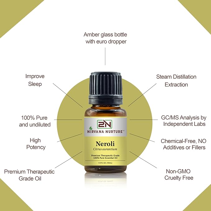 Neroli Essential Oil 100% Pure Premium Therapeutic Grade, Undiluted - Aromatherapy Diffuser for Calm and Relaxation, Skin Care, Hair Care-VivaGrace Women