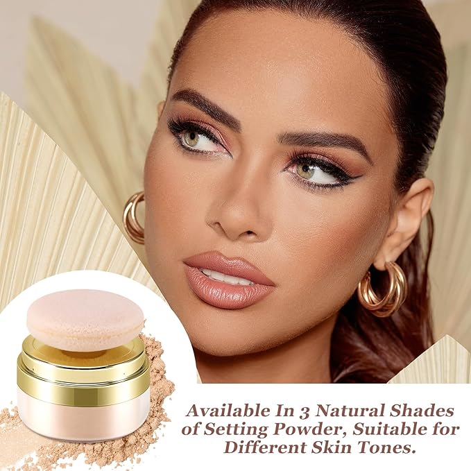 Boobeen Setting Powder, Lightweight Oil Control Loose Setting Powder, Full Coverage Finishing Powder For a Matte Flawless Look, Pressed Face Powder Makeup to Reduce Shine, Long Lasting-VivaGrace Women
