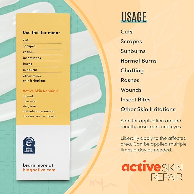 Active Skin Repair First Aid Healing Skin Hydrogel - Natural & Non-Toxic Repairing Ointment with Hypochlorus Acid for Minor Cuts, Wounds, Scrapes, Rashes, Sunburns, & More, 3 oz-VivaGrace Women