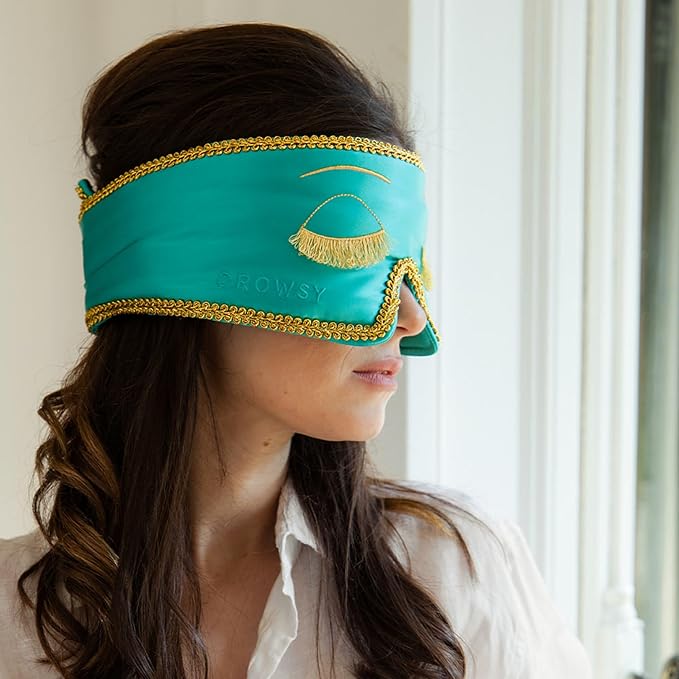 DROWSY Breakfast at Drowsy Silk Sleep Mask – 100% Pure Mulberry Silk, Total Blackout, Ultra-Soft & Skin Hydrating for Beauty Sleep & Relaxation, Fully Adjustable-VivaGrace Women