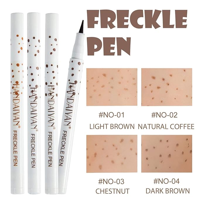 Freckle Pen 4 Colors, Natural Lifelike Freckle Makeup Pen Magic Freckle Color,Waterproof Longlasting Soft Dot Sopt Pen,for Natural Effortless Sunkissed Makeup-VivaGrace Women