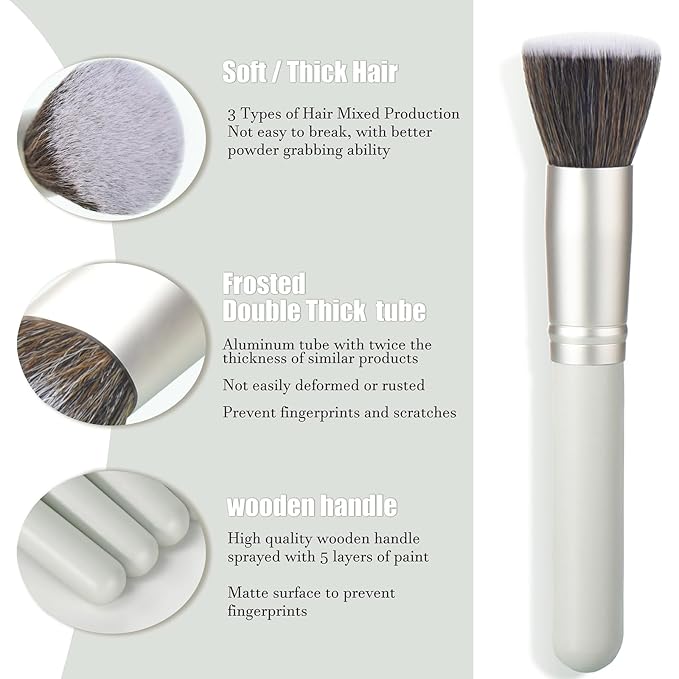 Gift Ready 10 Piece grayish green Makeup Brushs Set and 2 Piece Makeup Sponge – Wooden Handle with Soft Synthetic Bristles, Concealer, Powder – (Ideal for Christmas, Birthday, Women)-VivaGrace Women
