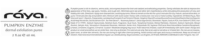 Raya Pumpkin Enzyme Facial Puree (127) | Gentle and Exfoliating Treatment for All Skin | Reduces Fine Lines and Minimizes Pore Size-VivaGrace Women