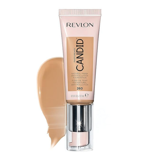 Revlon PhotoReady Candid Natural Finish Foundation, with Anti-Pollution, Antioxidant, Anti-Blue Light Ingredients, 260 Chai, 0.75 fl. oz.-VivaGrace Women