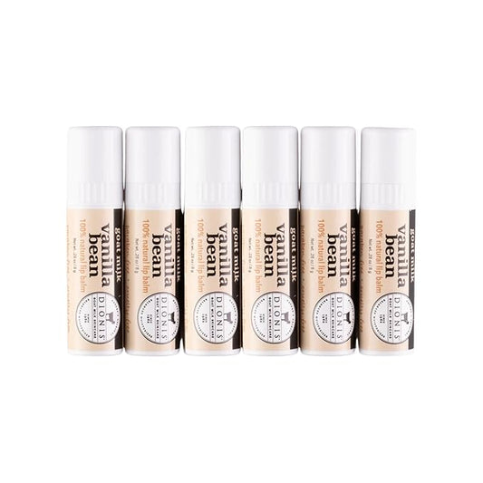 Dionis - Goat Milk Skincare Vanilla Bean Scented Lip Balm - Set of 6 (0.28 oz) - Made in the USA - Cruelty-free and Paraben-free-VivaGrace Women