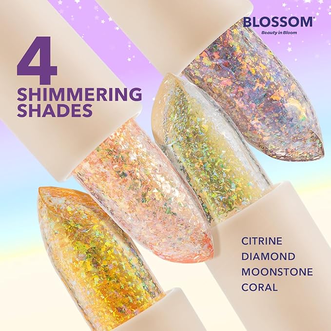 Blossom pH Adjusting Shimmering Lip Balm Moisturizing Glitter Sparkle Lip Balm, 0.12oz./3.5g, Moonstone-VivaGrace Women