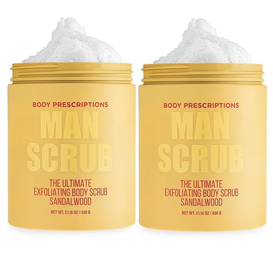 Body Prescriptions Men’s Exfoliating Body Scrub – Ultimate Skin Cleansing Wash in Jar with Twist-Top Lid, For All Skin Types, 21 Ounce (Pack of 2), Sandalwood-VivaGrace Women