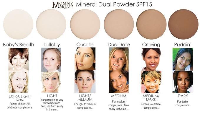 Mineral Dual Powder in Lullaby (Light) | 4-in-1 Pressed Mineral Foundation with SPF 15 for Flawless Glow & Soft Looking Skin | Oil Free, Talc Free, Gluten Free | 0.45 Oz | by Mommy Makeup-VivaGrace Women