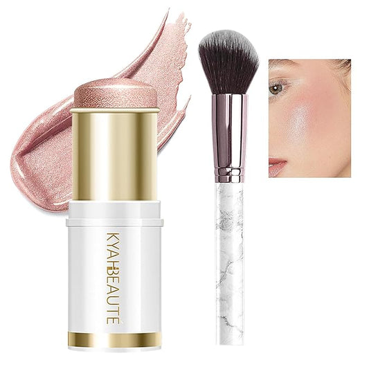 Ponhey Highlighter Makeup Stick for Face and Body, Non-greasy Finish,Delivers a Natural Glow, Long Lasting Waterproof Pearl White Glimmer Glow Sparkly Glitter Body Shimmer-VivaGrace Women