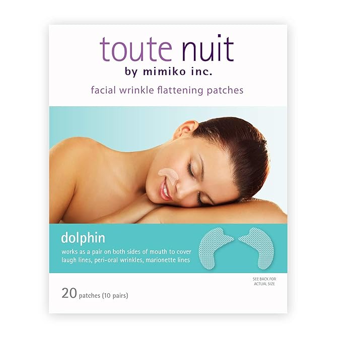 Toute Nuit Wrinkle Patches – Dolphin – Face Tape for Around the Mouth – Hypoallergenic Anti Wrinkle Patches – 20 Count, Made in USA-VivaGrace Women