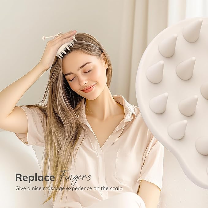 Sndyi Silicone Scalp Massager Hair Growth, Scalp Scrubber with Soft Silicone Bristles, Scalp Exfoliator for Dandruff Removal, Large Size Shampoo Brush, Wet Dry Scalp Brush for Long Thick Curly Hair-VivaGrace Women
