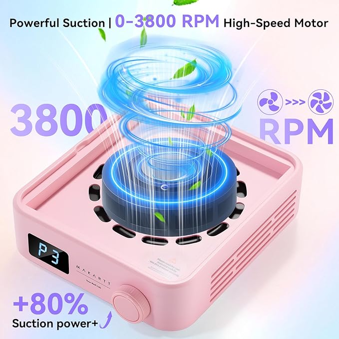 Makartt Professional Nail Dust Collector – Powerful Dust Collector Nail Tech Quite Suction Machine for Acrylic Nails Manicure & Pedicure Salon & Home Use Includes 10pcs Filters & Dust Brush Pink-VivaGrace Women