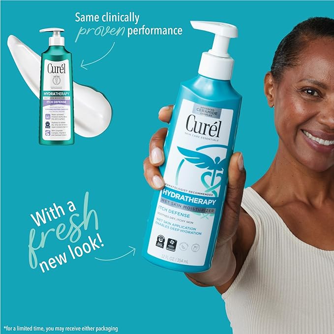 Curel Hydra Therapy In Shower Lotion, Itch Defense Body Moisturizer with Advanced Ceramide Complex, Vitamin E, & Oatmeal Extract, 12 Oz, Pack of 2-VivaGrace Women