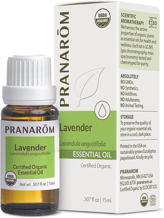 Pranarom USDA Certified Organic Lavender Essential Oil (15ml), 100% Pure Undiluted Therapeutic Grade from French Alps for Aromatherapy, Diffuser, Healthy Skin & Hair, Massage, Relaxation-VivaGrace Women