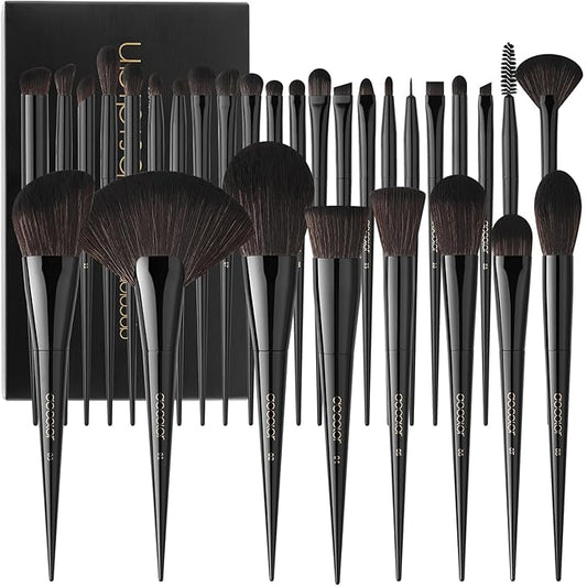 Docolor Makeup Brushes Set Professional 30Pcs Obsidian Makeup Brushes Premium Synthetic Powder Kabuki Foundation Contour Blush Concealer Eye Shadow Blending Eyeliner Crease Eyebrow Make Up Brush Kit-VivaGrace Women