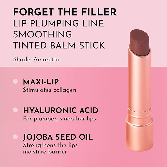 LAWLESS Forget the Filler Lip Plumping Line Smoothing Tinted Balm, Amaretto, Brown, 0.09 Ounce-VivaGrace Women