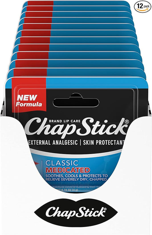 ChapStick Classic Medicated Lip Balm Tubes, Chapped Lips Treatment and Skin Protectant - 0.15x12 Oz-VivaGrace Women