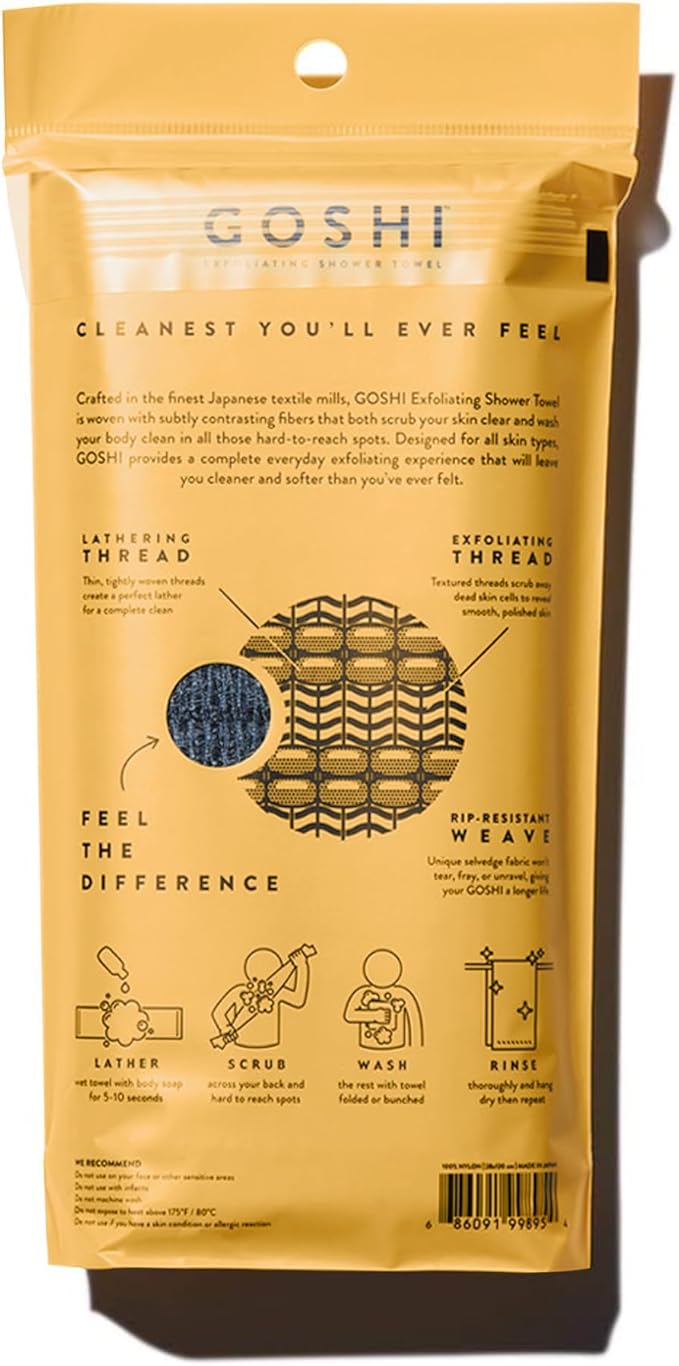 GOSHI Exfoliating Shower Towel - Rip-Resistant Exfoliating Washcloth for All Skin Types - Made in Japan-VivaGrace Women