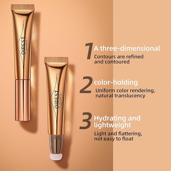 3 Pcs Beauty Wand For Liquid Contour Highlighter and Blush Rouge with Cushion Applicator Attached Easy to Blend, Lightweight Blendable Super Silky Cream Face Illuminator Makeup Stick-VivaGrace Women