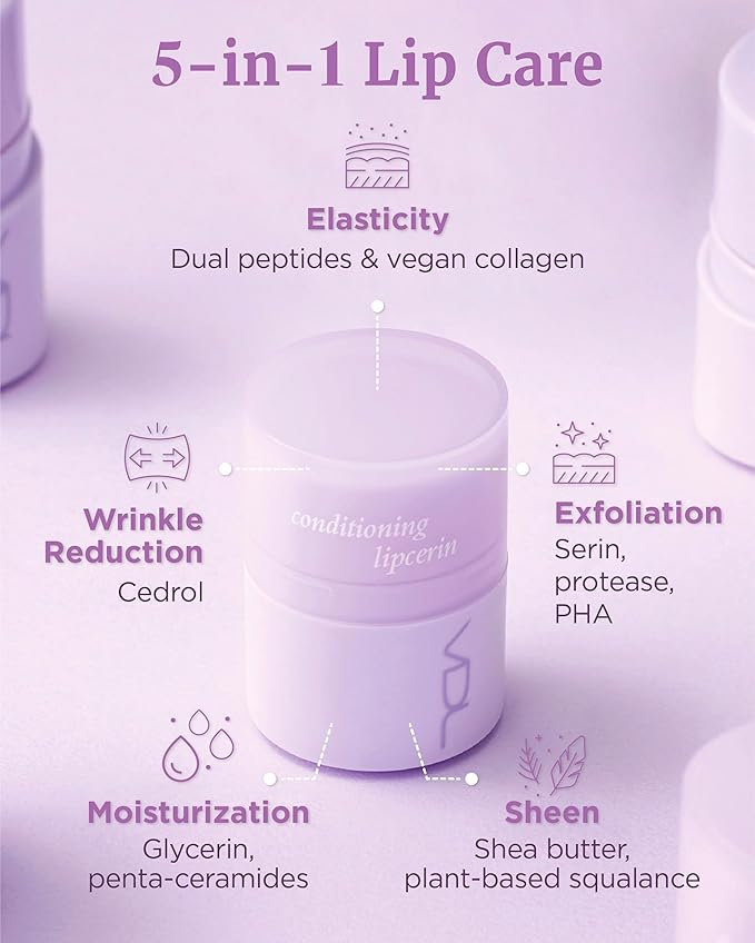 VDL Herbal Lipcerin (0.5fl oz) - Bergamot, Mallow Leaf, Sage. Long Term Moisturizing, Plumping, Conditioning Lip Gloss Balm. Korean Skin Care Sleeping Mask for Dry, Chapped Lips.-VivaGrace Women