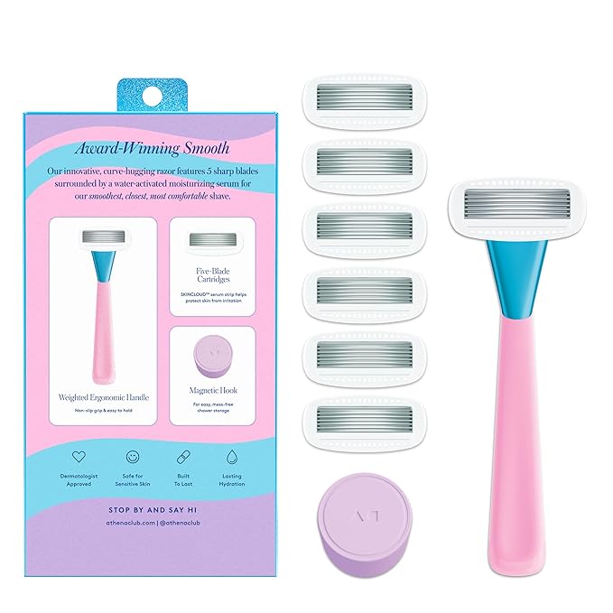 Women's Razor Shave Kit, 1 Pool Party Razor Handle + 6 Blade Refills-VivaGrace Women