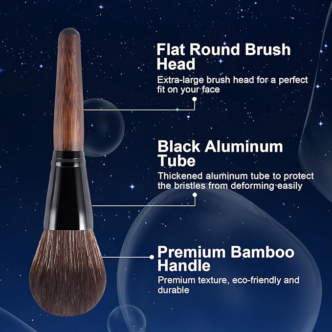 Large Bamboo Mineral Powder Brush, Fluffy Foundation Makeup Brush Kabuki Brushes with Soft Synthetic Bristles for Loose & Pressed Powder, Liquid, Cream, Buffing, Blending, Vegan & Cruelty-Free Tool-VivaGrace Women