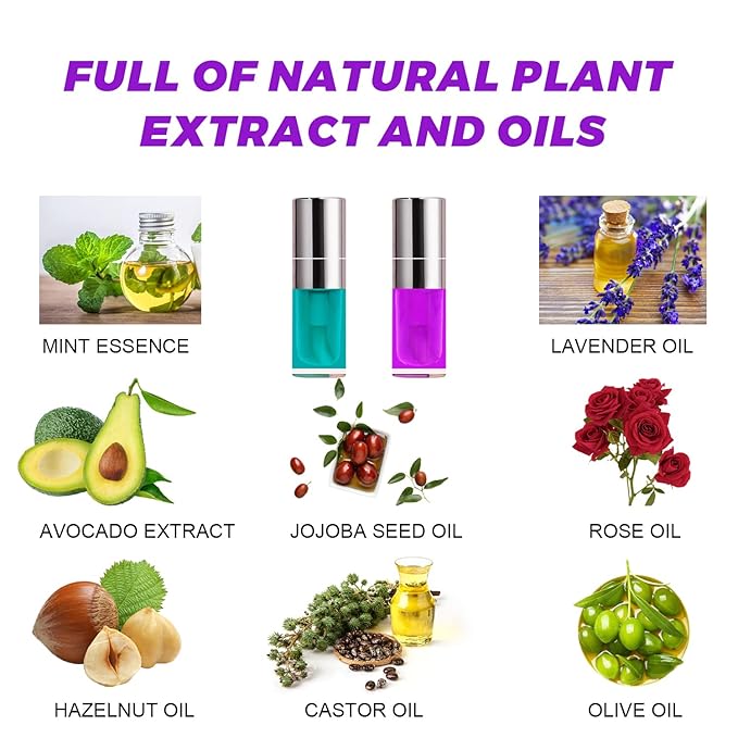 Lip Glow Oil Set, 2 Pcs Comforts Plumping Lip Oil, Refreshes Hydrating Lip Gloss Oil, Non-sticky Lip Plumper Gloss, Nourishing Lip Oil Tinted Lip Balm Lip Care, Soothes Tinted Lip Oil For Dry Lip-VivaGrace Women