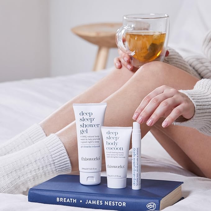 thisworks Sleep Retreat Box Gift Set: Deep Sleep Pillow Spray, Body Moisturizer and Shower Gel. Travel set to Promote Sleep with Lavender, Camomile and Vetivert-VivaGrace Women