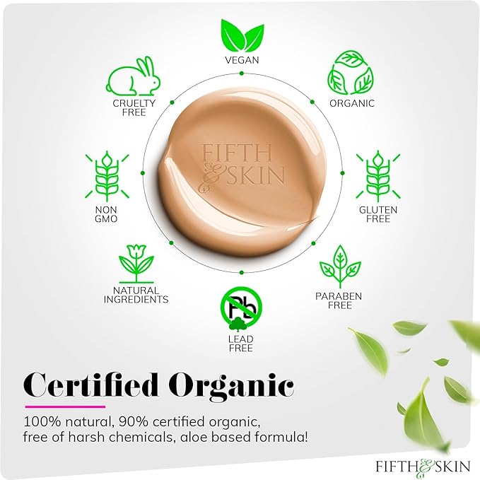 Fifth & Skin: Better’n Ur Skin Liquid Foundation (PORCELAIN) - Natural, Organic, Vegan, Cruelty-Free - Gluten-Free Beauty with Buildable Coverage and Palm-Free Luxury - 1 oz-VivaGrace Women