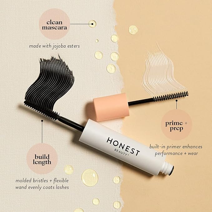 Honest Beauty 2-in-1 Extreme Length Clean Mascara + Lash Primer | Lengthening + Volumizing | EWG Verified + Cruelty Free | Black, .27 fl oz-VivaGrace Women