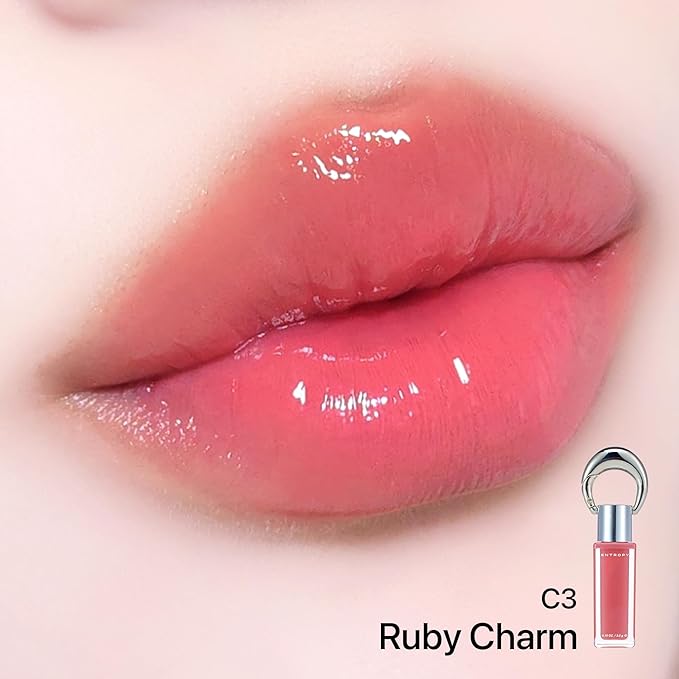 ENTROPY Makeup 2-in-1 Charm Shiny Glowy Lip & Cheek Gloss Tint Keychain, High Pigment Glossy Lip Color & Plumping Gloss, C3 Ruby Charm-VivaGrace Women