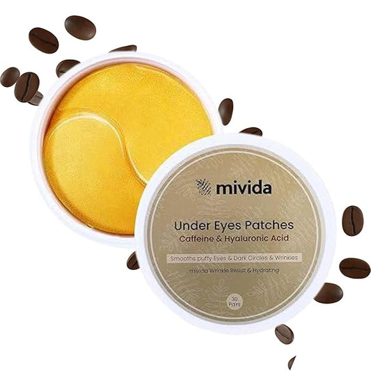 Caffeine & Hyaluronic-Acid Hydra-Gel Eye Pads - Anti Wrinkle Under Eye Patches, 60PCS | Gold Under Eye Patches For Puffy Eyes, Eye Bags and Wrinkles-VivaGrace Women