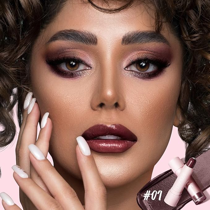 Tinted Lip Balm, Natural Semi-Gloss Finish, Hydrating / Coloring 2 in 1 Lip Stick for Girls & Women 01 Dark-Mauve-VivaGrace Women