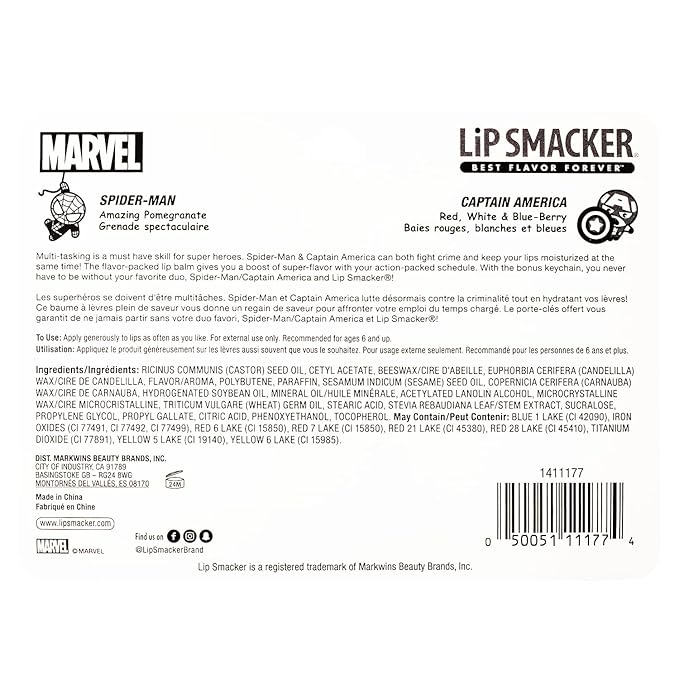 Lip Smacker Marvel, keychain, lip balm for kids - Spiderman & Captain America-VivaGrace Women