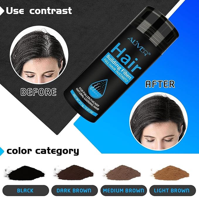 Aliver Hair Fibers for Thinning Hair - Light Brown - 27.5Gr,Undetectable Natural Formula, Thicker Fuller Hair in 15 Seconds, Conceals Hair Loss, Look Younger, for Men & Women Patchy Bald Spot,Crown-VivaGrace Women