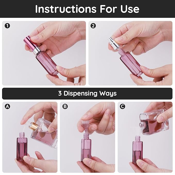 Segbeauty 10ml Mini Perfume Atomizer, 10 Pack Refillable Travel Size Bottles for Cologne, Empty Organizer Dispenser With Fine Mist Sprayer, Portable Leak-proof Bottle-VivaGrace Women