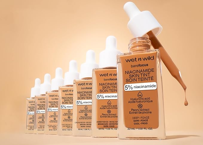 wet n wild Bare Focus Skin Tint, 5% Niacinamide Enriched, Buildable Sheer Lightweight Coverage, Natural Radiant Finish, Hyaluronic & Vitamin Hydration Boost, Cruelty-Free & Vegan - Fair-VivaGrace Women