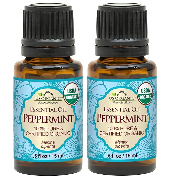 US Organic 100% Pure Peppermint Essential Oil - USDA Certified Organic - 15 ml Pack of 2 - w/Improved caps and droppers (More Size Variations Available)-VivaGrace Women