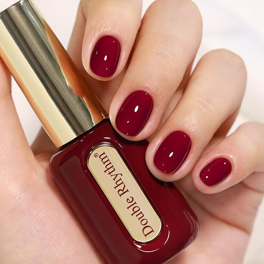 Double Rhythm 0.50 OZ Gel Polish Hema Free Same Color Same Bottle Golden Round Translucent Neutral Natural Milky 15 ML Jelly UV Polish Art DIY at Home (Dark Burgundy-C1563)