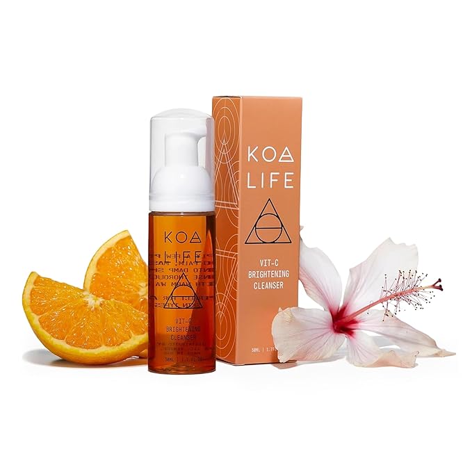 KOA LIFE Vit-C Illuminating Facial Cleanser - Vitamin C Facial Wash, Skin Illuminating Face Wash, Gentle Foam Cleanser, Vegan - 1.7 Fl Oz