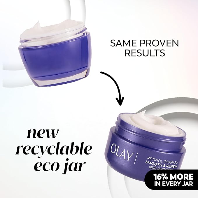 Olay Retinol Face Moisturizer, Smooth & Renew Cream for Women, Fragrance-Free - Anti-Aging, Anti-Wrinkle, Smooth Fine Lines, Tightening, Brightening - Recyclable Sustainable Eco Jar, Non-Greasy, 2 Oz-VivaGrace Women