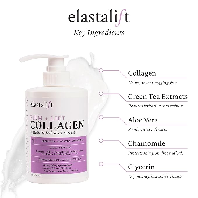 Elastalift Collagen Body Cream + Hyaluronic Acid Lotion Skin Care Set, Anti Aging Face & Body Moisturizer Dry Skin Rescue Creams For Wrinkle Control, Lifting, Firming, & Tightening Skin, 2-Pack-VivaGrace Women