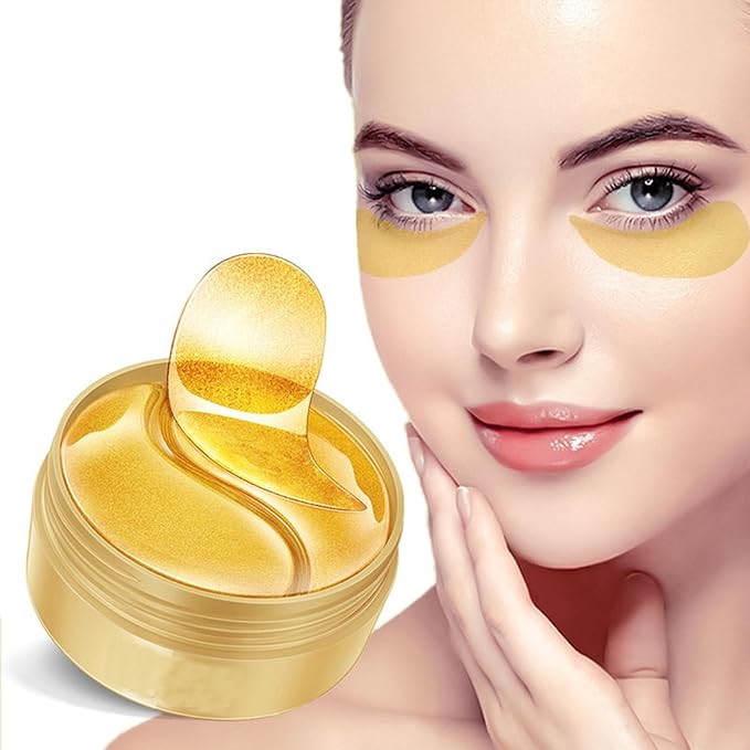 Under Eye Patches, Eye Mask, Eye Patches for Puffy Eyes and Dark Circles Reduce Eye Bags Fine Lines Smooth Wrinkle, Anti-Aging,Hydrating, 24K Gold Eye Skin care Pads with Collagen (60PCS)-VivaGrace Women