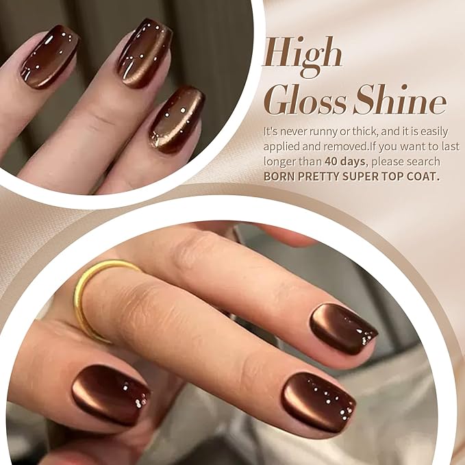 Born Pretty Cat Magnetic Eye Gel Nail Polish, Fall Winter Retro Cat Magnetic Gel, Pink Brown Blue Gray Green Magnetic Soak Off Nail Art Salon Manicure Home Gift 7ML 6PCS-VivaGrace Women