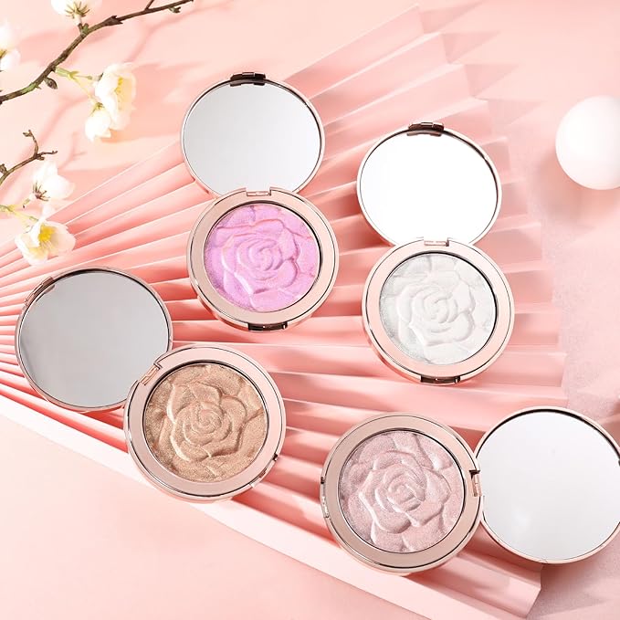 Highlighter Makeup, Cream Highlighter, Face Highlighter, Long Lasting Glitter Highlighter Makeup Palette - Purple Highlighter Makeup-VivaGrace Women