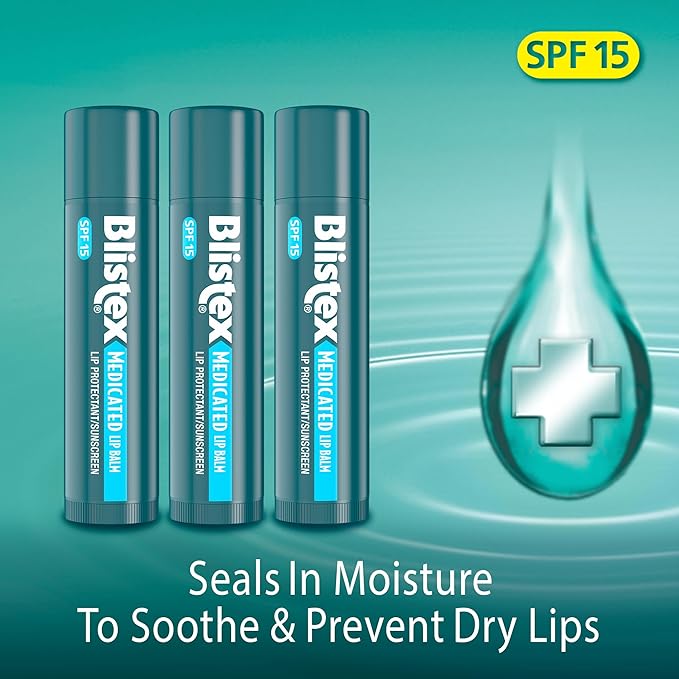 Blistex Medicated Lip Balm, 0.15 Ounce, 3 Count (Pack of 2) Prevent Dryness & Chapping, SPF 15 Sun Protection, Seals in Moisture, Hydrating Lip Balm, Easy Glide Formula for Full Coverage-VivaGrace Women