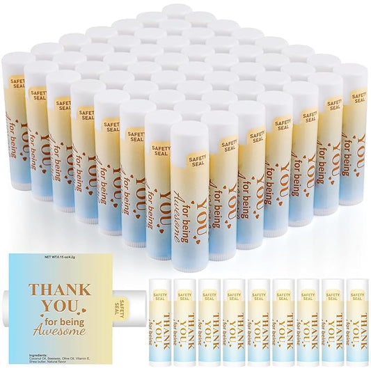 DMSKY Appreciation Gifts 60 Pcs Lip Balm Bulk, Staff Appreciation Gifts Bulk Thank You Gifts Bulk for Coworkers Teacher Worker Employee Leaving Farewell Gifts-VivaGrace Women