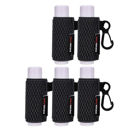 5PCS Lip Balm Holder Lipstick Sleeves Keychain Lip Gloss Holder Keychain Chapstick Elastic Sleeves(Black x5)-VivaGrace Women